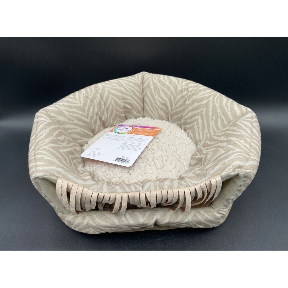 SmartyKat Fringed Honeycomb One Size Convertible Cat Bed-Cat Cave Tiger Tan NEW